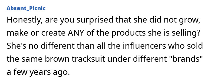 Captura de pantalla de un comentario criticando a Meghan Markle después de que los fanáticos descubren que los productos de su marca provienen de Williams Sonoma.