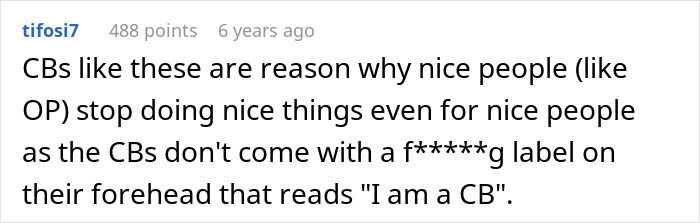La captura de pantalla de un comentario de Reddit discutiendo por qué el comportamiento de las niñeras aleja a las personas agradables de hacer buenas obras.