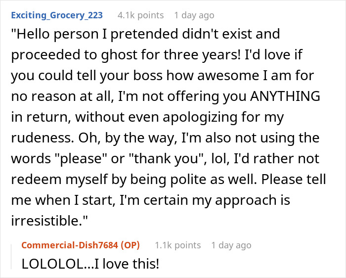 El usuario de Reddit le pide sarcásticamente a Friend una referencia de trabajo años después de fantasmas después del divorcio, lo que provocó reacciones humorísticas.