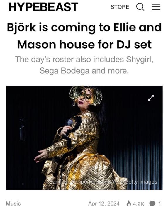 Gaggggggggg, ¿podemos ir? Hypebeast Store Q = Björk llegará a Ellie y Mason House para DJ Set La lista del día también incluye Shygirl, Sega Bodega y más. Música Santiago Selipe/Retking/An/Getty Images 12 de abril, 2024 4.2k 1