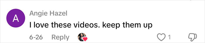 Comentario de Angie Hazel expresando amor por los videos y alentador de mantenerlos despiertos, relacionado con la tecnología de la autopsia que revela formas extrañas en las que las personas han fallecido.