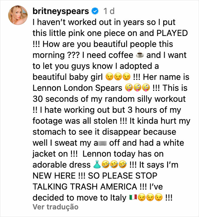 Britney Spears anuncia la adopción de una niña, provocando emoción entre los fanáticos en una sincera publicación en las redes sociales.