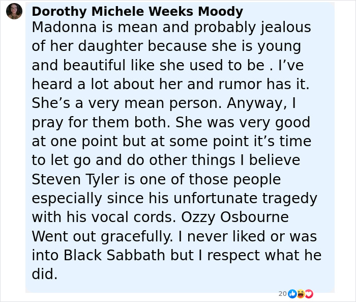 Comentario sobre Madonna siendo mezquino y los celos vinculados a la amistad final de Gwyneth Paltrow con Toxic Madonna.