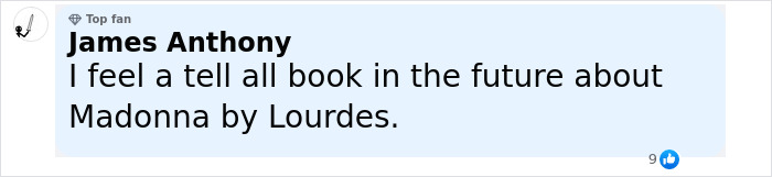Comentario de James Anthony expresando pensamientos sobre un potencial libro revelador sobre Madonna de Lourdes.