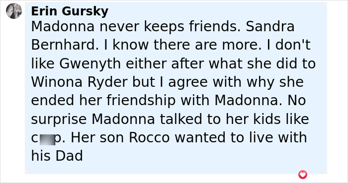 Comentario de texto sobre Gwyneth Paltrow Finalizar la amistad con Toxic Madonna después de un incidente de vacaciones.
