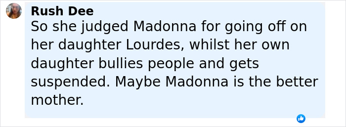 Comentario del usuario discutiendo la amistad tóxica de Madonna y Gwyneth Paltrow y una controversia que involucra a sus hijas.