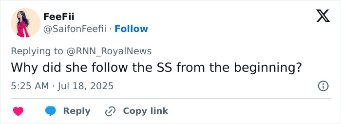Captura de pantalla de un tweet que comenta sobre Royal News, relacionada con el ex tema de Kate Middleton, Asistente y Meghan Markle.