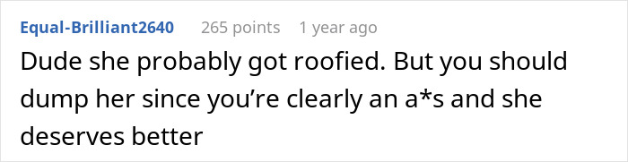 Captura de pantalla de un comentario de Reddit discutiendo a un hombre que planea una ruptura después de que la prometida se emborracha y se lesiona.