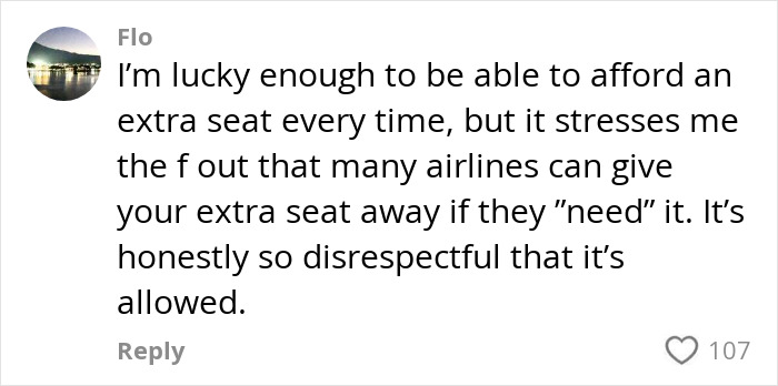 Comente de un viajero de talla grande sobre el estrés sobre las aerolíneas que regalan asientos adicionales pagados a pesar de la asequibilidad.
