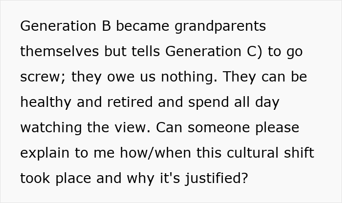 El texto sobre la Generación B se convierte en abuelos y cuestiona el cambio cultural en el comportamiento de los padres modernos.