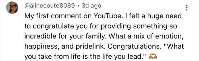 Comente sobre YouTube expresando emociones profundas y felicitaciones después de que una mujer visita el hogar familiar 46 años después de que papá se fue.
