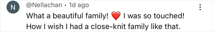 La captura de pantalla de un comentario en las redes sociales que expresa admiración por una familia hermosa y muy unida me hizo llorar.