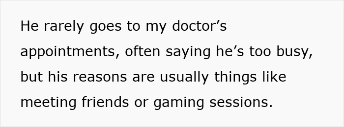 Texto sobre un fondo blanco que describe a un tipo que prioriza los videojuegos sobre las visitas de los médicos con su esposa embarazada.