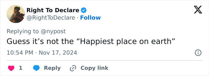 Captura de pantalla de un tweet que hace referencia a un violento incidente de Disney World que involucra un impactante giro familiar.