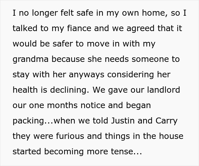 Extracto de texto sobre sentirse inseguro en casa, mudarse con la abuela y los compañeros de cuarto que se niegan a devolver AC.
