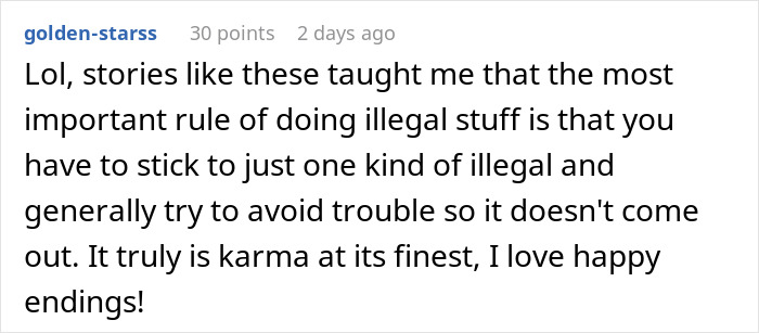 Comentario discutiendo lecciones aprendidas sobre actividades ilegales y karma relacionado con compañeros de cuarto que se niegan a devolver la unidad de CA.