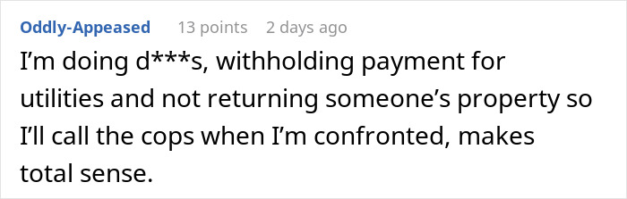 Captura de pantalla de un comentario de Reddit discutiendo a los compañeros de cuarto que se niegan a devolver la CA y retener los pagos de servicios públicos.