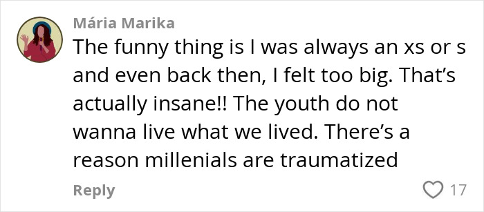 Las redes sociales comentarios critican la tendencia de la dieta delgada de Y2K de la Generación Z y discuten las opiniones de los Millennials sobre la imagen corporal y el trauma.