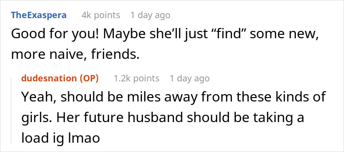 Comentarios en línea discutiendo a una mujer que no puede usar al novio de su amiga como cajero automático después de que se esté cansando de que lo llamen Broke.
