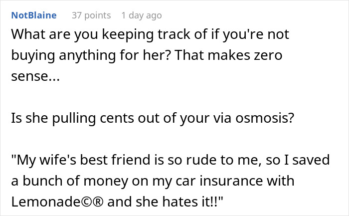 Captura de pantalla de un comentario de Reddit discutiendo al novio de una amiga de una mujer cansada de ser usado como cajero automático y llamado Broke.