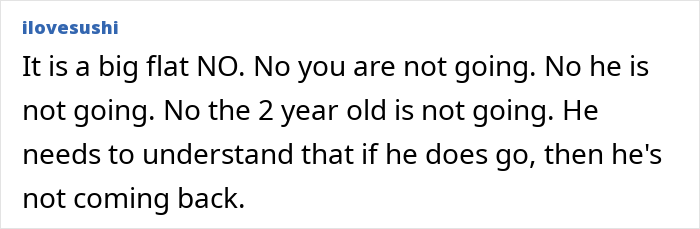 Texto alternativo: Captura de pantalla de un comentario de redes sociales discutiendo a un tipo que elige ir con una niña de 2 años después de la negativa de la esposa embarazada.