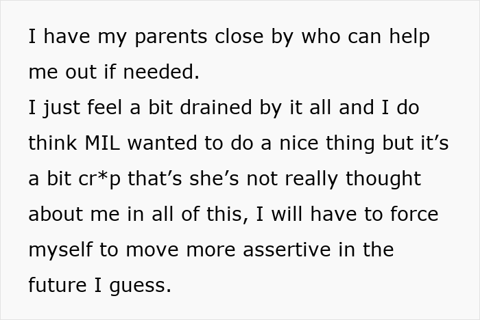 Extracto de texto que muestra sentimientos de ser drenado y necesitar el apoyo de los padres después de los desafíos posparto con un niño de 2 años.