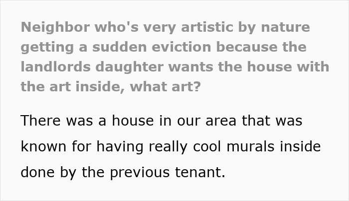 El vecino enfrenta el desalojo como la hija del propietario reclama una casa genial con sorpresas artísticas inesperadas en el interior.