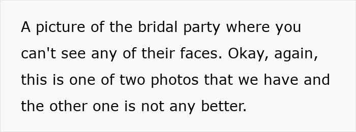 Foto de fiesta nupcial con caras poco claras, inspirando a una mujer a considerar recrear fotos de bodas debido a que los originales son malos.