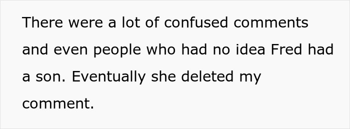 Captura de pantalla de un comentario en las redes sociales sobre una madre que se jacta en línea y es llamado para el hijo abandonado del marido.