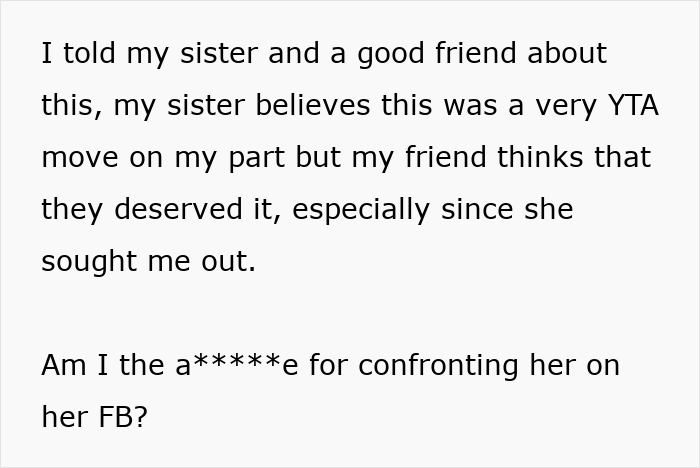 Texto discutiendo una confrontación sobre una madre que se jacta en línea y problemas que involucran al hijo abandonado del esposo.