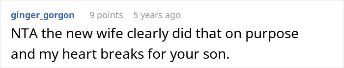 Captura de pantalla de un comentario en línea discutiendo a una madre que no se necesita sobre los niños necesarios y los problemas con el hijo abandonado del esposo.