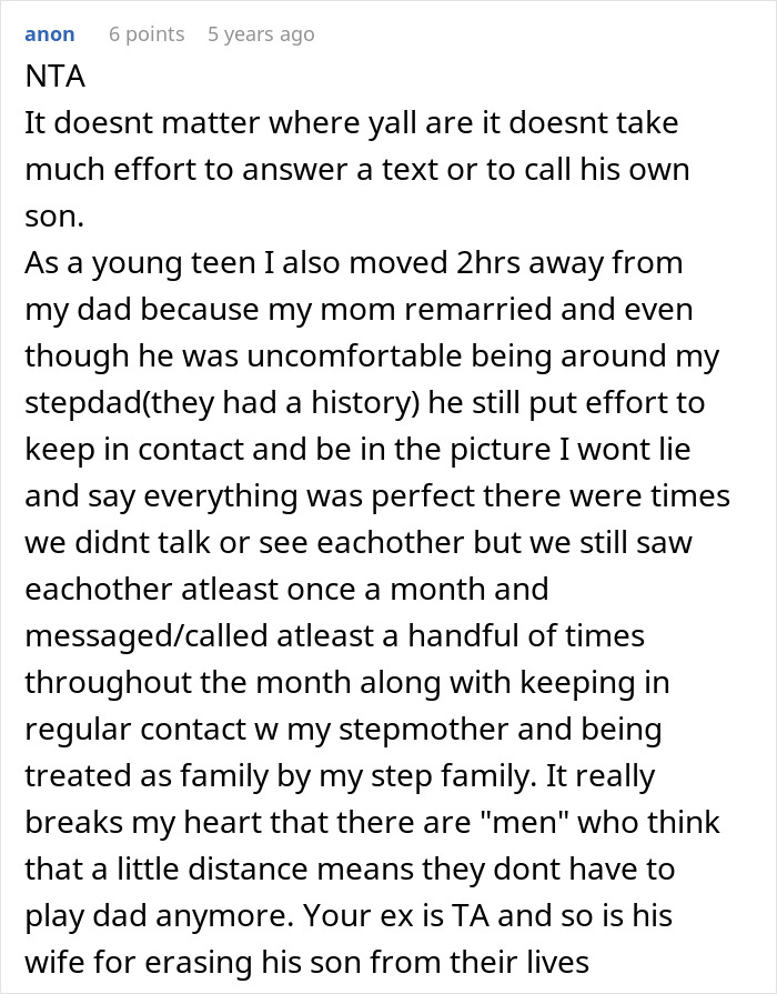 El comentarista discute el esfuerzo necesario para que el padre permanezca en contacto con su hijo a pesar de la distancia y los desafíos familiares.