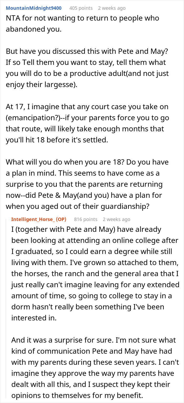 Discusión de Reddit sobre la vida de un 17 años sacudida después de que los padres regresan de un viaje mundial de 7 años y la quieren de regreso.