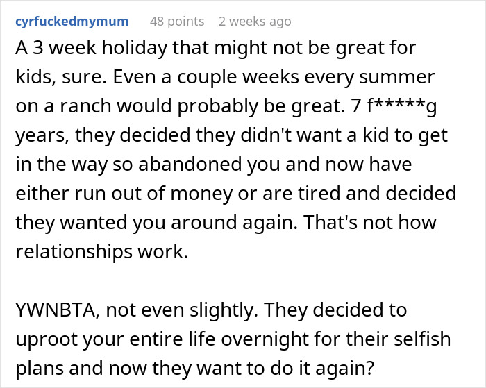 Publicación de texto que discute la vida de un joven de 17 años después de que los padres regresan de un viaje mundial de 7 años.