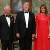 La presidenta Trump y la primera dama Melania Trump en su primera visita estatal al Reino Unido el 4 de junio de 2019, antes de una cena con el entonces Príncipe Charles y Camilla, Duquesa de Cornwall.