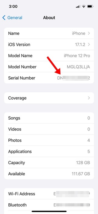 Tenga en cuenta el número de serie