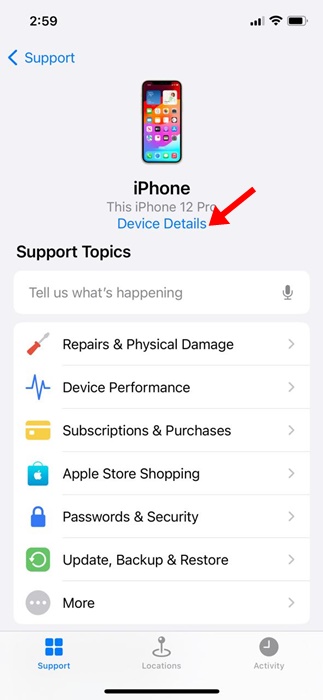 Detalles del dispositivo