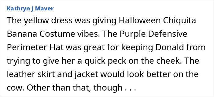 Extracto de texto analizando las opciones de vestuario de Melania Trump durante la visita del estado del Reino Unido con enfoque en mensajes ocultos detrás de los atuendos.