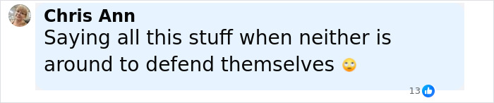 Comentario de Chris Ann expresando frustración sobre las personas que hablan cuando Lisa Marie y Michael Jackson no están presentes para responder.