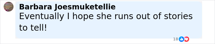 Comentario de Barbara Joesmuketellie diciendo que espera que Priscilla presente se quede sin historias sobre la vida íntima de Lisa Marie y Michael Jackson.