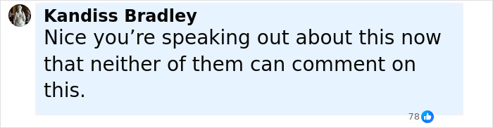 Comentario de Kandiss Bradley discutiendo a Priscilla que presente hablar sobre la vida íntima de Lisa Marie y Michael Jackson.