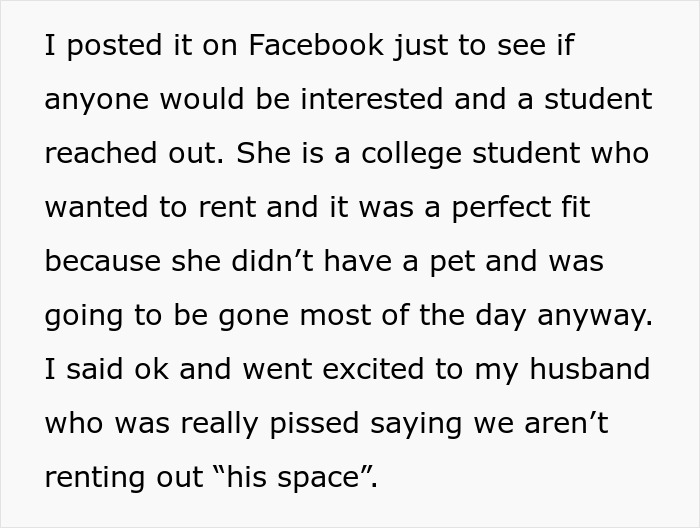 Texto alternativo: texto sobre el alquiler de la cueva del hombre de marido después de que se niega a trabajar o ayudar, destacando el conflicto y el acuerdo.