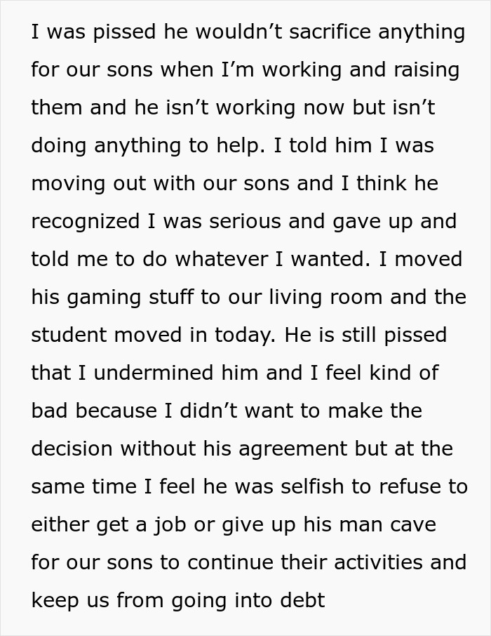 Texto alternativo: la mujer alquila la cueva del hombre de marido después de que se niega a trabajar o ayuda, causando tensión y conflicto financiero familiar.
