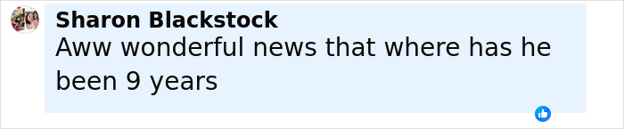 Comentario expresando alegría sobre la familia reunida con el amado gato después de casi una década desaparecida.