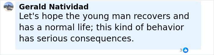 Comentario de Gerald Natividad discutiendo consecuencias para el jugador de fútbol después del incidente de lesiones en la columna vertebral de su rival.