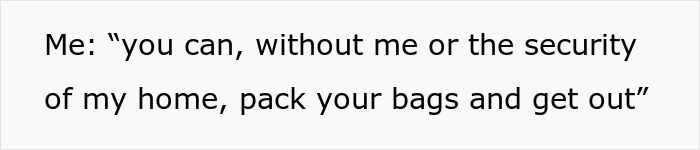 Imagen de texto que muestra un mensaje sobre cómo decirle a una pareja que empace bolsas y se vaya, relacionada con una mujer que planea un viaje en solitario.