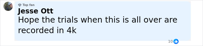 Comentario de Jesse Ott expresando la esperanza de que los ensayos se registren en 4K, relacionado con los detenidos que faltan en los registros de ICE.