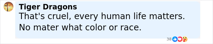 Comente sobre la vida y la igualdad humana del usuario Tiger Dragons en una publicación en las redes sociales que discuten los detenidos que faltan en los registros de hielo.