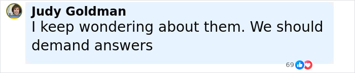 Comentario de Judy Goldman expresando preocupación y pidiendo respuestas sobre los detenidos que faltan en los registros de ICE.