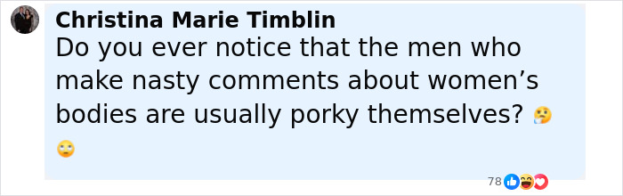 Captura de pantalla de los comentarios de las redes sociales discutiendo Bodyshaming, relacionado con el locutor de la banda universitaria y la controversia de los bailarines de talla grande.